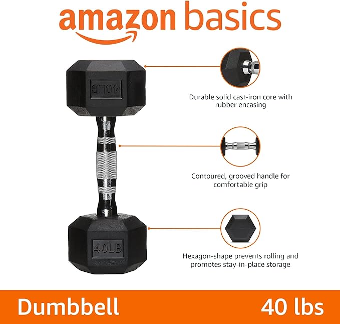 Amazon Basics Rubber Hex Dumbbell Hand Weight-FlexoryFit