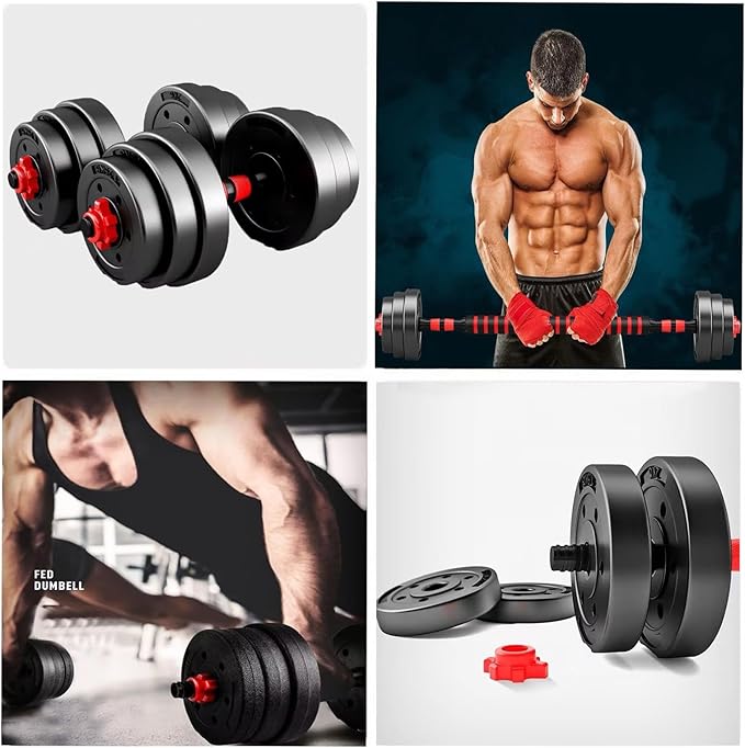 Adjustable Dumbbell Set, 5-44 lbs Free Weight Set with Connector for Barbell, Dumbbells, Push-Up Options, Fitness Exercises for Home Gym Suitable Men/Women-FlexoryFit