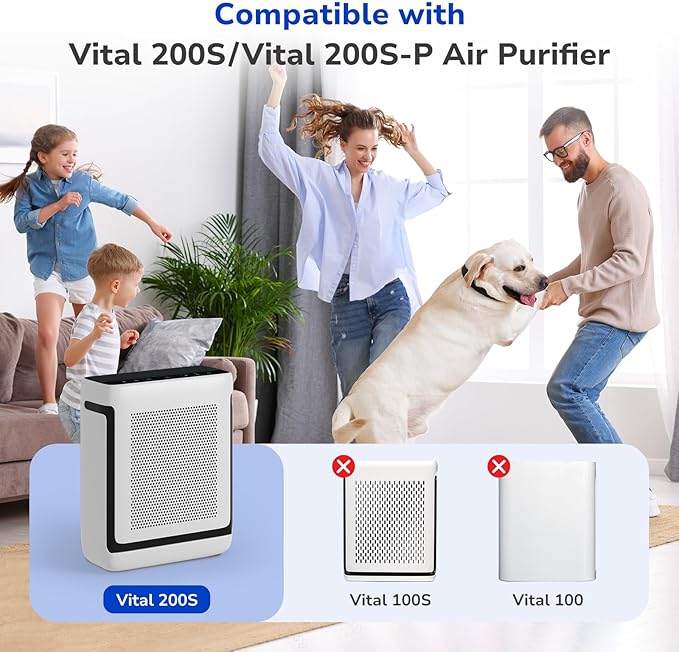 Fil-fresh Vital 200S Replacement Filter, Compatible with LEVOIT Vital 200S, Vital 200S-P Air Purifier, 3-in-1 H13 True HEPA & Activated Carbon, Replace Vital 200S-RF-TX, Green, 2-Pack
