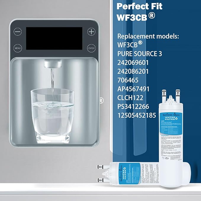 WF3CB Water Filter Replacement, Compatible with Frigidaire WF3CB, Pure Source 3, 706465, 242069601, 242086201, WF425 (4 Pack)