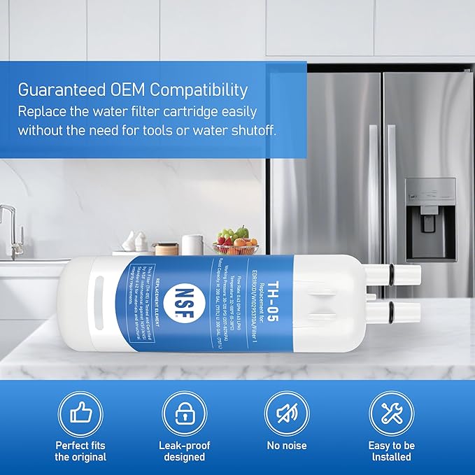 EDR1RXD1 Water Filter 1 Replacement, Compatible with WRS315SDHZ, WRS571CIHZ, WRS555SIHZ, WSF26C3EXF, WRS325SDHZ, WRF560SEHZ, WRF560SEHB, WRF560SEHW, WRF560SEHV, WRS555SIHW, WRS555SIHV, 2 Pack
