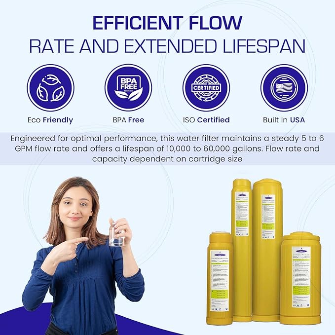 Crystal Quest Lead Water Filter Cartridge – Advanced Lead & Cyst Filtration, Durable PP Build, Steady Flow, Easy Installation, Long-Lasting Use, Fit for Crystal Quest Systems - 2-7/8" x 9-3/4"