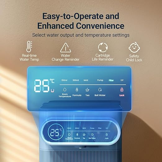 5-in-1 Countertop Reverse Osmosis Water Filter System with UV, 5-Stage Filtration, Portable Instant Hot Water, No Installation, Adjustable Temperature and Volume, 3:1 Pure to Drain Water Machine
