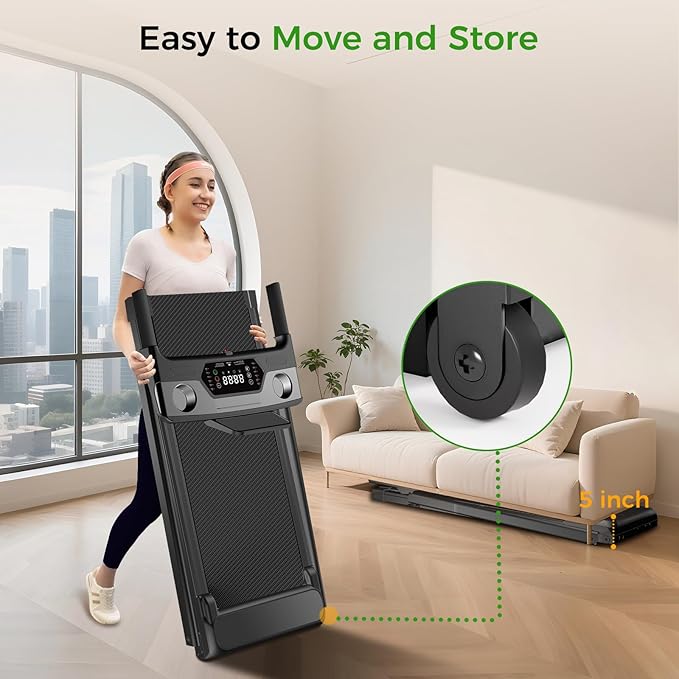 Portable Treadmill with Incline, 3.0HP Walking Pad with Handle Bar, 3-in-1 Foldable Treadmill for Home Office Small Space with Quiet Brushless, 300 LBS Capacity-FlexoryFit