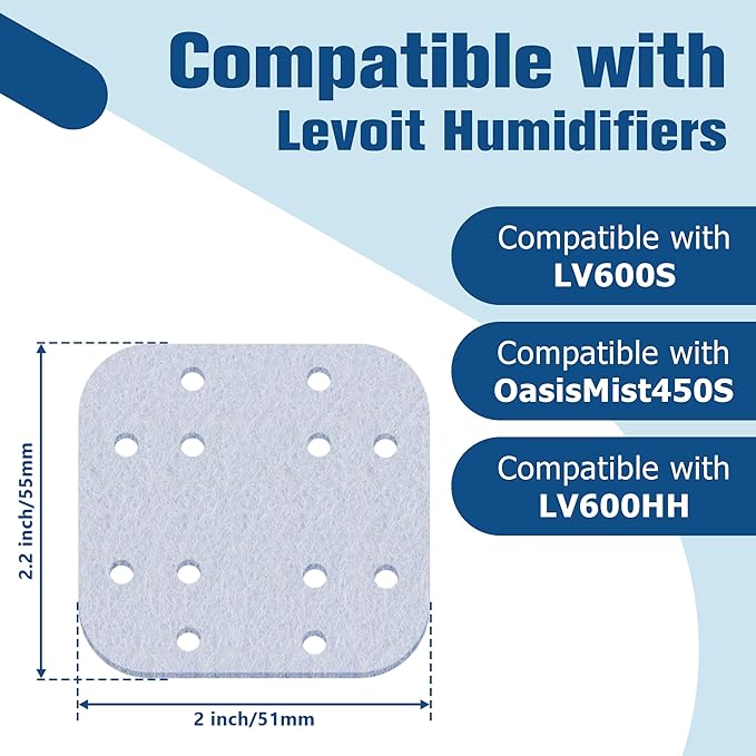 Funmit 30 Pack Humidifier Replacement Filters for LEVOIT, Mineral Absorption Pad Compatible with LV600S, LV600HH, OasisMist450S