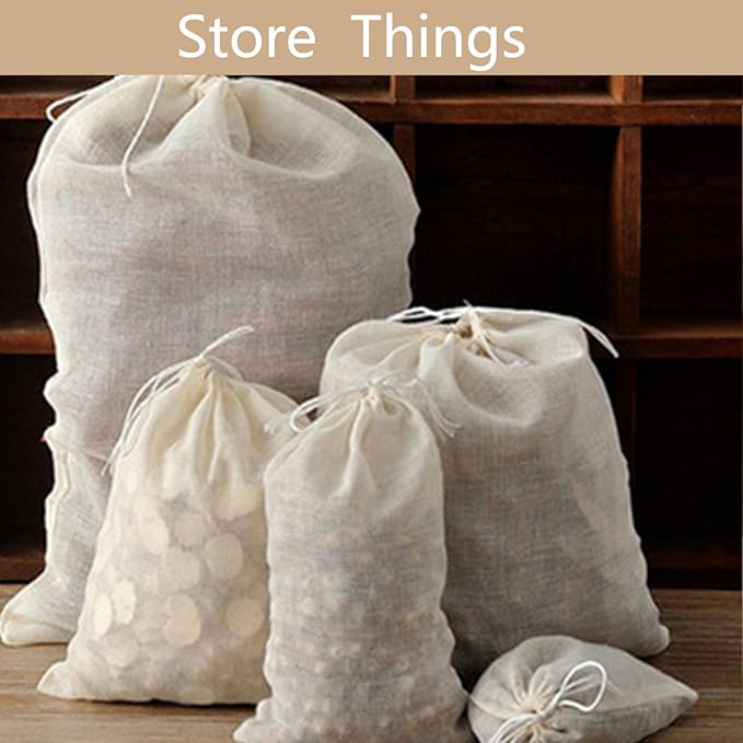 Nut Milk Bag - 4 Pack Reusable Cheese Cloths for Straining, Cold Brew Coffee & Bone Broth Bags (4INX6IN)
