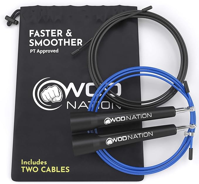 WOD Nation Adjustable Speed Jump Rope For Men, Women & Children - Blazing Fast Fitness Skipping Rope Perfect for Boxing, MMA, Endurance-FlexoryFit