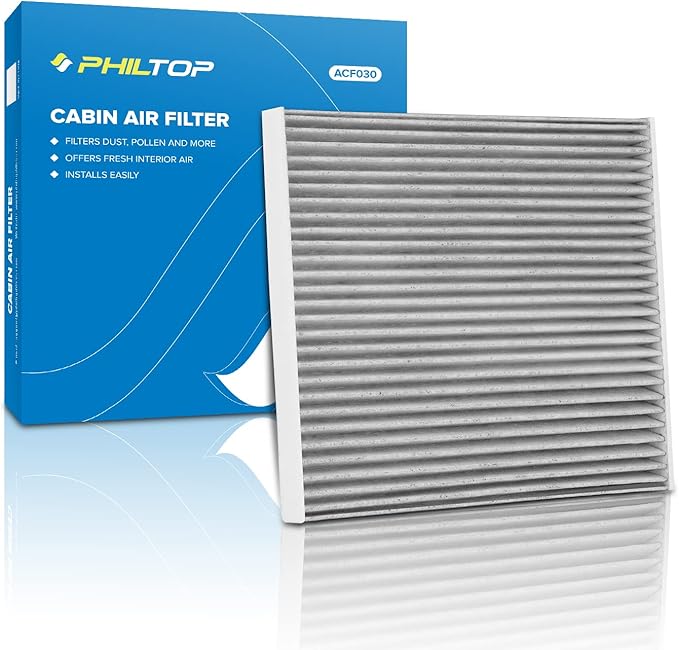 PHILTOP ACF030 (CF12000) Cabin Air Filter, Replacement for Cherokee (2014-2018) Premium Cabin Filter with Activated Carbon Filter Up Dust Pollen Odor