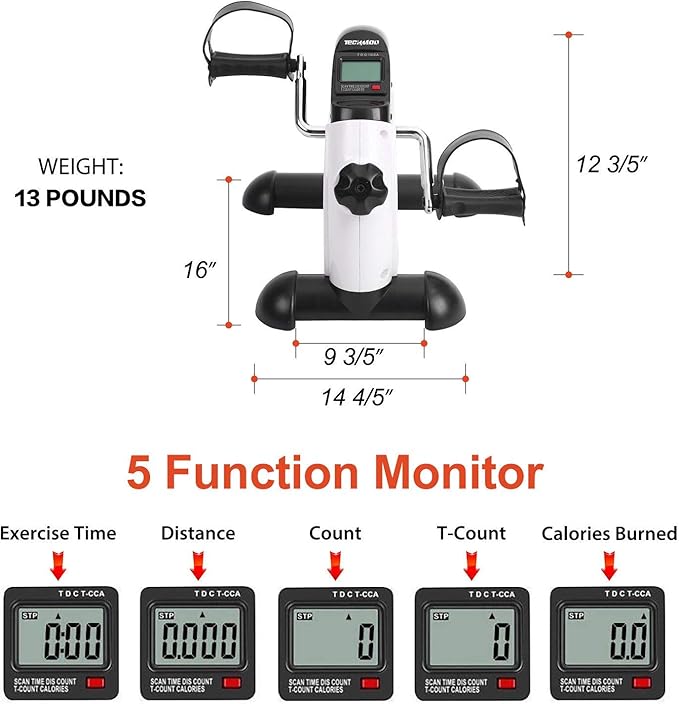 Under Desk Bike Pedal Exerciser Portable Home Exercise Bike Pedal Exerciser Foot Peddler Portable Therapy Bicycle Leg Peddler Portable Mini Cycle Bike for Hands Arm Trainer-FlexoryFit