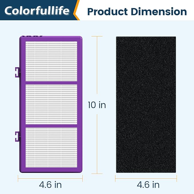 Colorfullfe Performance Plus Filter for Holmes AER1 True Filter, Replacement HAPF300AP-U4, 4 Filter and 8 Carbon Filters