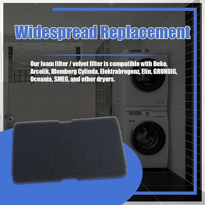 6 Pcs 2964840200 2964840100 Dryer Sponge Foam Filter Compatible with Arcelik Backhoe DSX83410W DS7512PA DE8635RX Replacement Blomberg Grundig Tumble Dryer Evaporator Foam Filter Replacement Parts