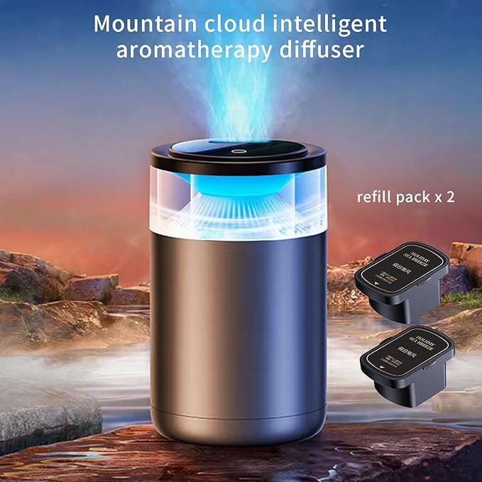 Smart Car Air Freshener, Car Diffuser, 2026 Upgraded 8 Colorful Ambient Light,Rechargeable,Long Lasting,Automatic Intensity,Lasts 6 Months,Fragrance Scents Refill X2 for CAR,Bedroom and Office