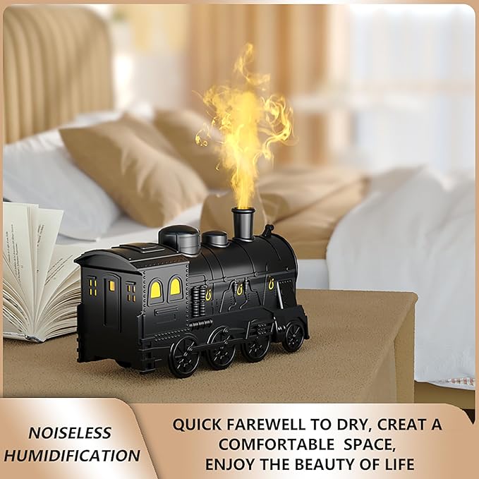 Train Essential Oil Diffuser, 300ml Train Humidifier with Remote Control for Large Room, Aromatherapy Diffuser Cool Mist Humidifier with 7 Light, 2 Mist Mode & Auto Shut-Off for Home Office Bedroom