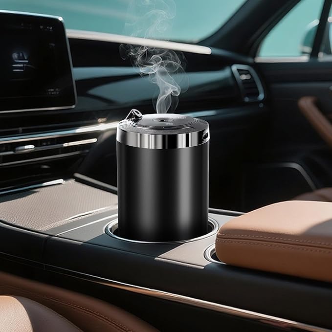 Smart Car Air Fresheners, Essential Oil Car Diffuser with 50ml Perfume and Starry Sky Projection, 5 Mode Adjustable Rechargeable Aroma Diffuser, for Home Office Driving (Gardenia)
