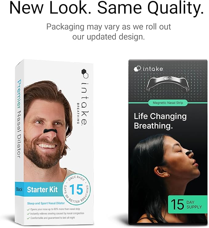 Intake Breathing Nasal Strip Starter Kit (15 Count, Black) - Boost Oxygen Intake, Reduce Snoring, Improve Sleep Quality - Sweat Resistant, Skin Safe Nasal Strips - Extra Strength Snoring Solution-FlexoryFit