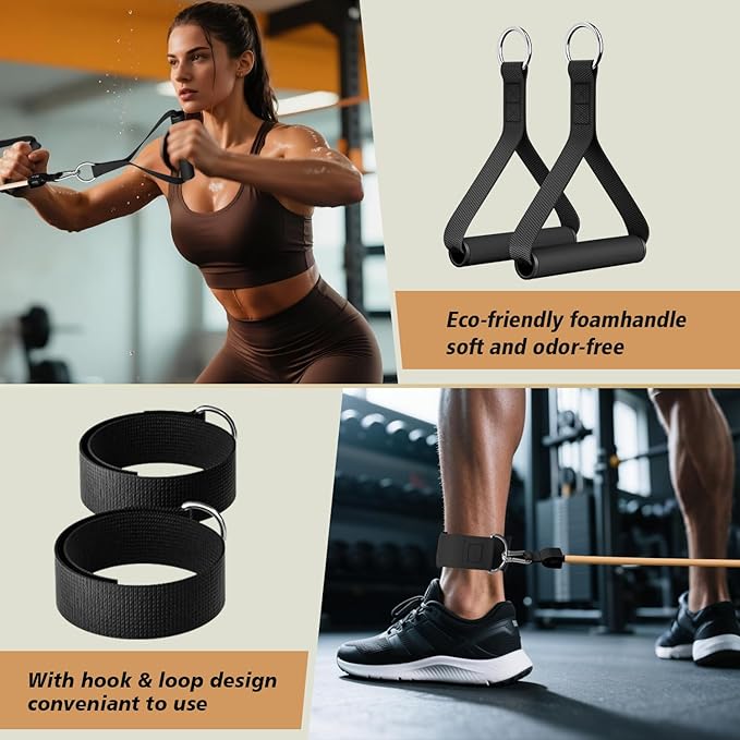 WHATAFIT Resistance Bands, Exercise Bands，Resistance Bands for Working Out, Work Out Bands with Handles for Men and Women Fitness, Strength Training Home Gym Equipment-FlexoryFit