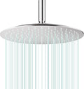 All Metal Rain Shower Head - Heavy Duty Stainless Steel, Easy Install, High Water Flow, Ultra-Thin Modern Design for Bathroom (Brushed Nickel, 12)
