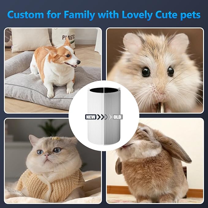 2 Pack Blue Pure 411 Filter Replacement Compatible with Blueair Blue Pure 411 Genuine, 411+, 411 Auto and MINI Air Purifiers, H13 True HEPA Filter, Particle and Activated Carbon by Funmit