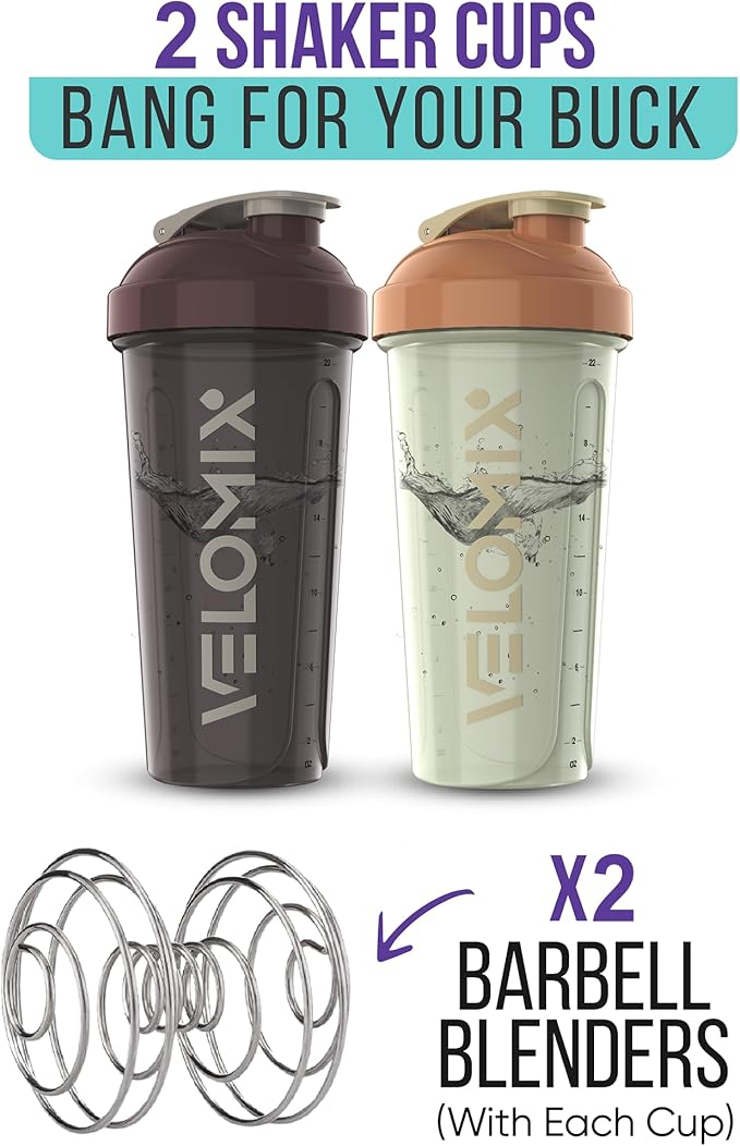 '-2 Pack- 28 oz Protein Shaker Bottles for Protein Mixes - 2x Wire Whisk | Leak Proof Shaker Cups for Protein Shakes | Protein Shaker Bottle Pack | Shakers for Protein Shakes-Mixed Color-FlexoryFit