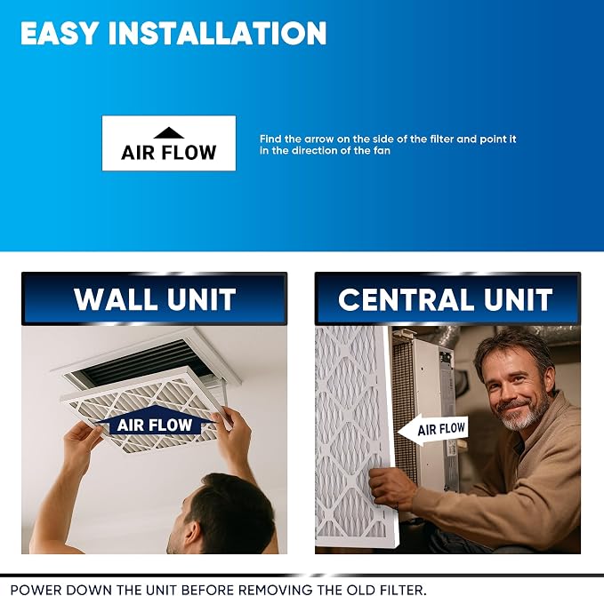 12x12x1 MERV 13 Air Filters, Actual Size: 11.7" x 11.7" x 0.75", Pleated Design - Image 5