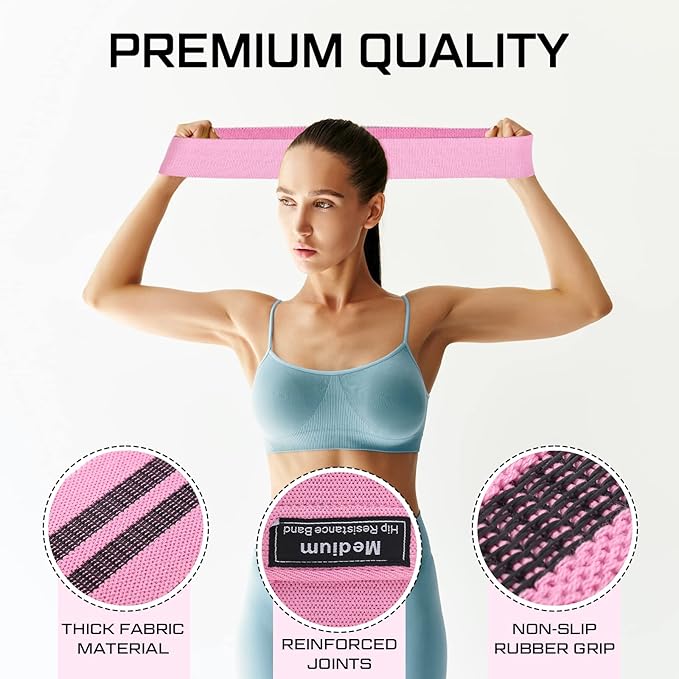 12 Pcs Fabric Resistance Bands for Working Out Booty Workout Stretch Exercise Bands Non Slip for Legs Squat Resistance Loop for Women Men Starter Butt Hip Thigh Fitness-FlexoryFit