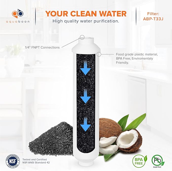 Aquaboon 25-Pack Premium Inline Post/Carbon Polishing Water Filter Cartridge for Reverse Osmosis Systems