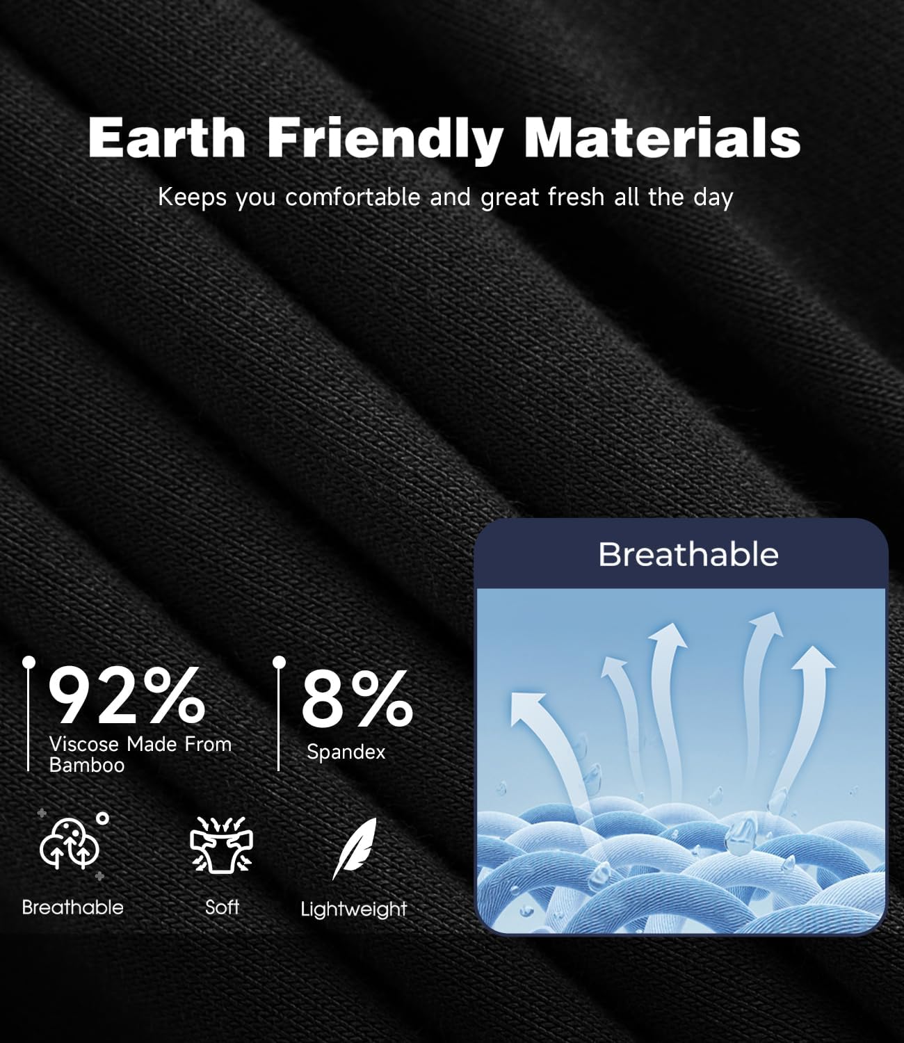 BAMBOO COOL Men's Ultra ComfortSoft Underwear, Moisture Wicking & Breathable No Ride Up Boxer Briefs with Fly, Multipack