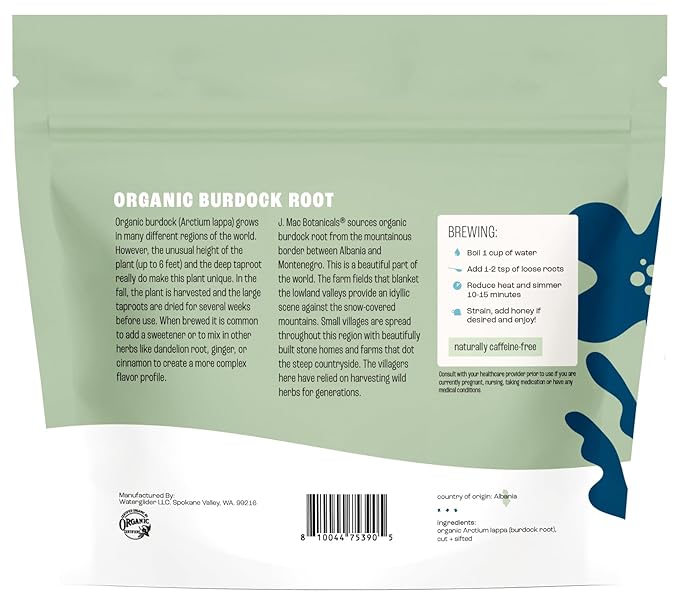 J Mac Botanicals Organic Burdock Root Herbal Tea - 4 oz-FlexoryFit