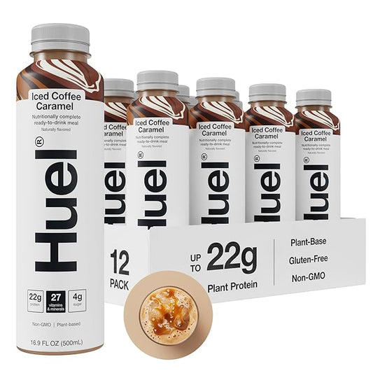 Huel Ready-to-Drink | Iced Coffee Caramel Meal Replacement Shake | High Protein Drink | Nutritionally Complete, Low Sugar, Plant Based, Vegan, Healthy | 20g Protein Per Bottle, 16.9 Fl Oz, 12 Pack-FlexoryFit