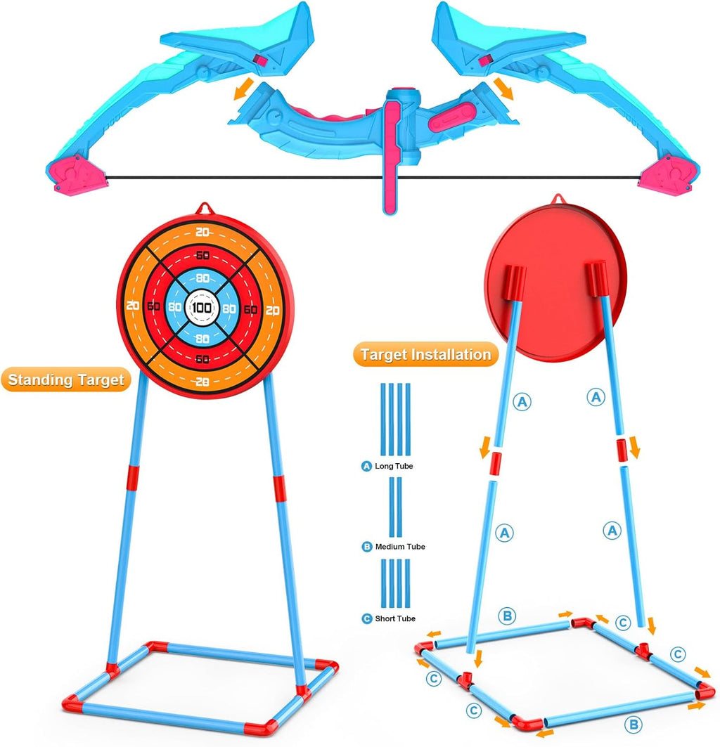 2 Pack Bow and Arrow Set for Kids, Light Up Archery Set with 14 Suction Cup Arrows, Outdoor Toys for Kids Ages 6-8 8-12, Birthday Gifts Ideas Toys for 4 5 6 7 8 9 10 Year Old Girls Boys