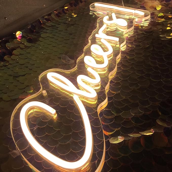 Cheers Neon Sign for Wall Decor LED Neon Cheers Light Sign USB Powered Wall Neon Light up Sign for Party Wall Décor Party Light Home Room Christmas Club Bistro Decor 5v (Warm White)