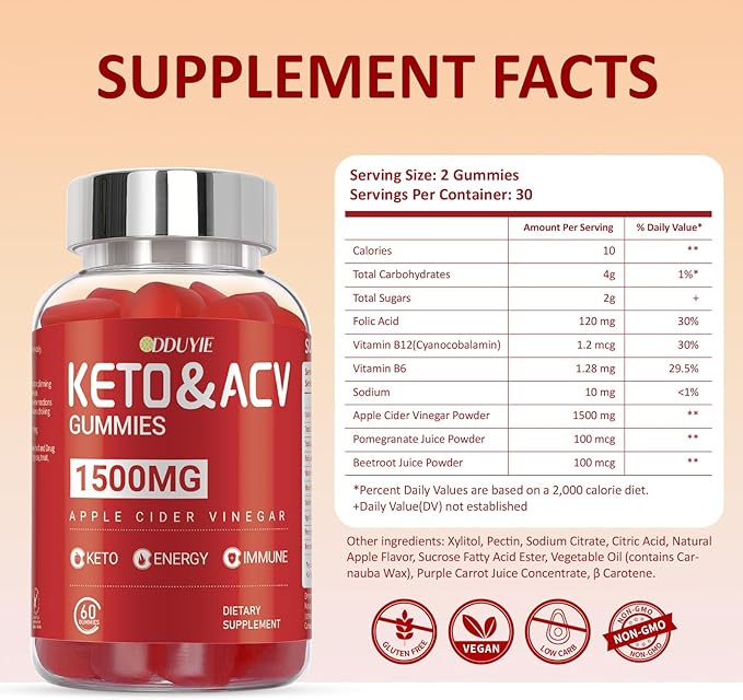 (2 Pack) Apple Cider Vinegar Gummies | Keto ACV Gummies for Supports Metabolism & Fat Burn with Vitamin B6 & B12 | ACV Supplement | Lemon Honey Flavor | 120 Vegan for Women and Men-FlexoryFit