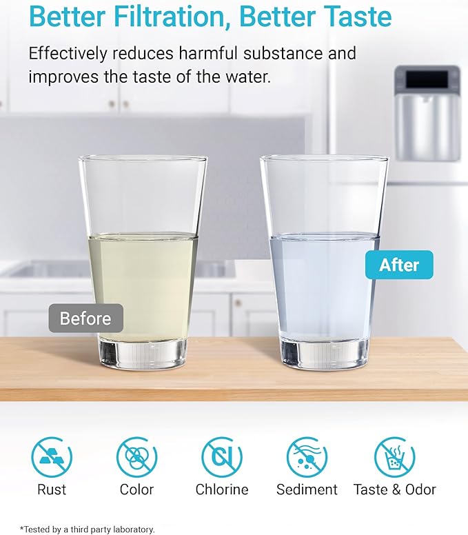 AQUA CREST Replacement for GE® RPWFE®, RPWF (with CHIP) Refrigerator Water Filter, Compatible with GYE22HMKES, GYS22GMNES, GYE22HBLTS, DFE28JSKSS, GFE28HMHES, GNE29GYNFS, 3 Filters