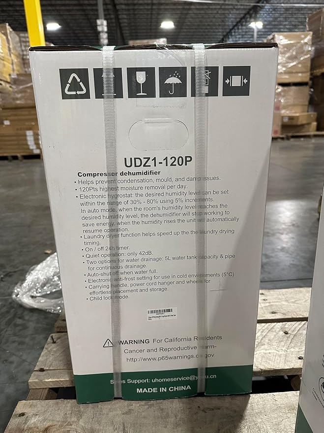 Uhome 120 Pints Dehumidifier with Drain Hose - 6000 Sq. Ft Quiet Dehumidifier for Home, Basements, Storages and Large Rooms with 5L Water Tank