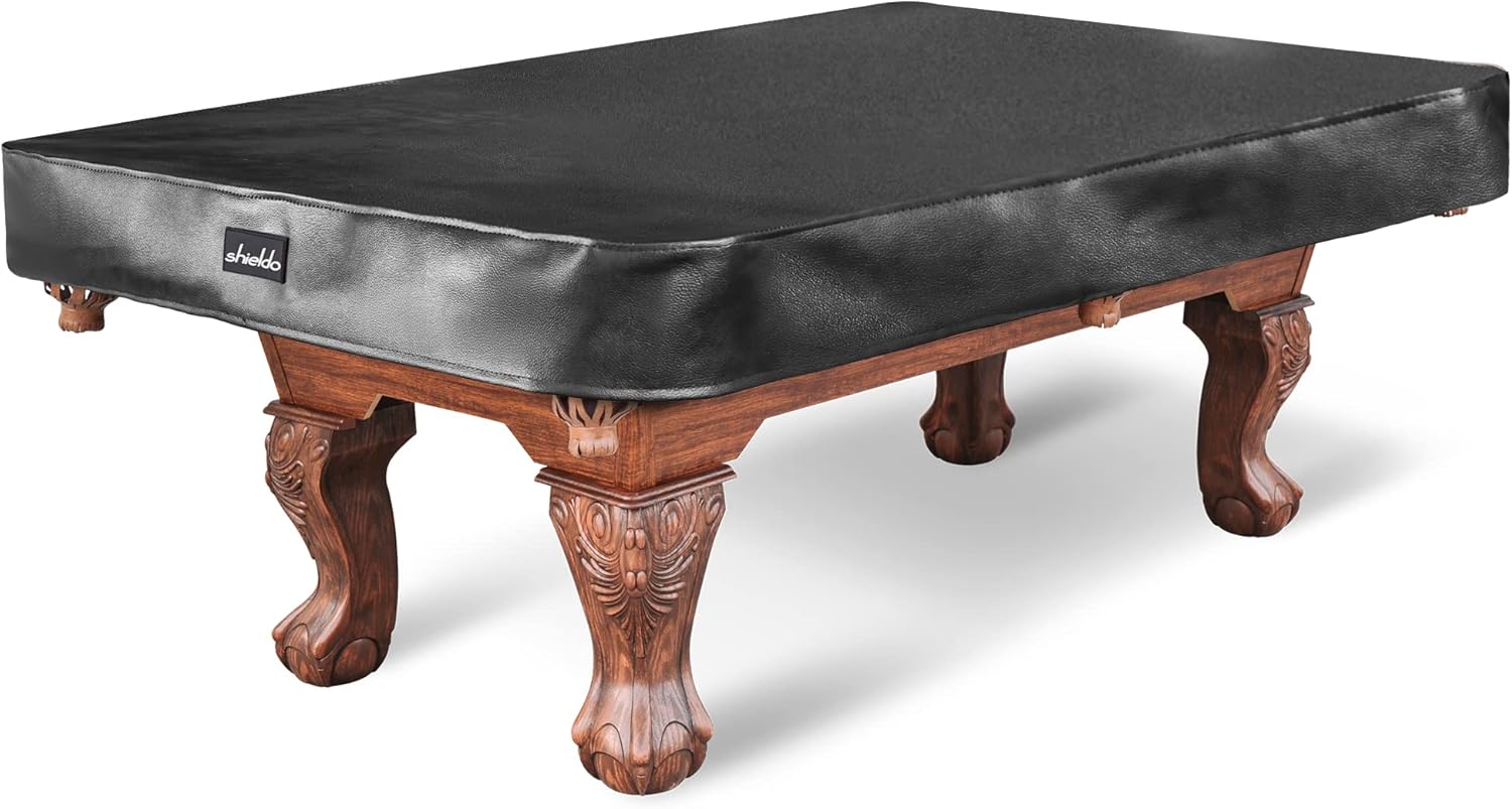 Heavy Duty Leatherette Billiard Pool Table Cover,Waterproof&Tearproof Cover for Pool Table,7/8/9 Foot Fitted(8FT/Balck)