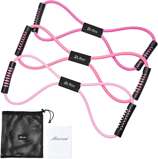 HPYGN Resistance Bands, Figure 8 Exercise Bands for Women Men, 8 Shaped Resistance Bands for Arms, Chest Expander, Yoga Gym Fitness Pulling Rope 8 Word Elastic for Exercise Muscle Training Tubing-FlexoryFit
