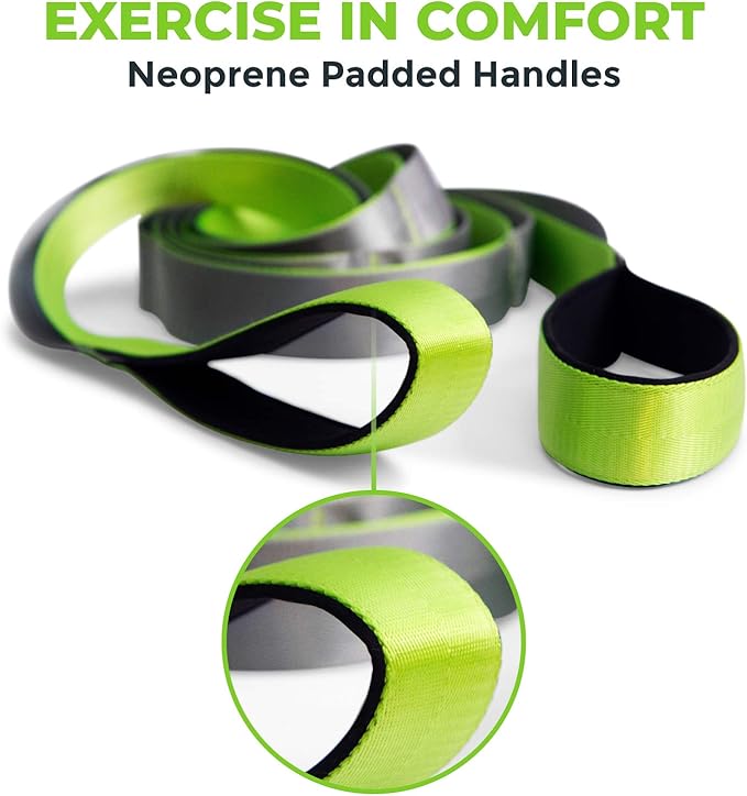 Gradient Fitness Stretching Strap for Physical Therapy, 12 Multi-Loop Stretch Strap 1.5" W x 8' L, Neoprene Handles, Physical Therapy Equipment, Yoga Straps for Stretching, Leg Stretcher.-FlexoryFit