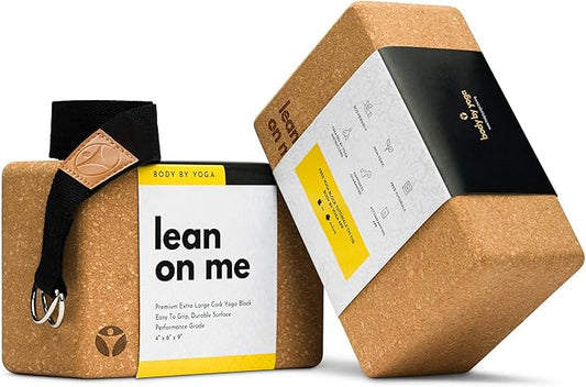 Premium Cork Yoga Blocks - Extra Large Yoga Block 2-Pack or Extra Tall 1-Pack for Inflexible Yogis | Natural, High-Density Cork for Superior Support & Stability | Optional Yoga Strap & Gift Box-FlexoryFit