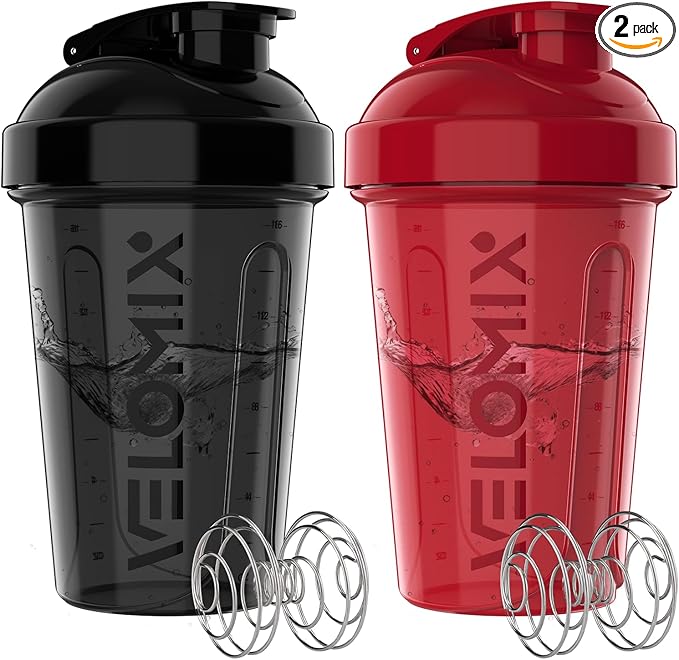 '-2 Pack- 20 oz Protein Shaker Bottles for Protein Mixes - 2x Wire Whisk | Leak Proof Shaker Cups for Protein Shakes and Pre Workout | Protein Shaker Bottle Pack-FlexoryFit