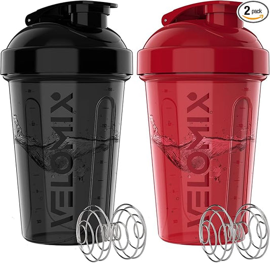 '-2 Pack- 20 oz Protein Shaker Bottles for Protein Mixes - 2x Wire Whisk | Leak Proof Shaker Cups for Protein Shakes and Pre Workout | Protein Shaker Bottle Pack-FlexoryFit