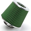 GREEN 2.75" 70 mm Inlet Cold Air Intake Cone Replacement Performance Washable Clamp-On Dry Air Filter