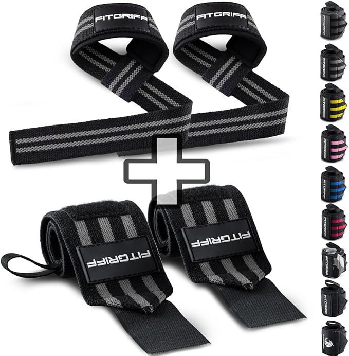 Fitgriff® Lifting Straps & Wrist Wraps (Bundle) Superior Support for Weightlifting & Gym Workouts - for Men and Women-FlexoryFit