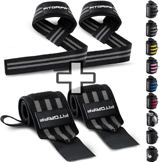 Fitgriff® Lifting Straps & Wrist Wraps (Bundle) Superior Support for Weightlifting & Gym Workouts - for Men and Women-FlexoryFit