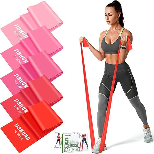 5 Pcs Resistance Bands, Professional Exercise Bands Elastic Stretch Bands for Fitness Yoga Pilates Stretching Strength Training, Workout Bands for Women and Men Home Gym-FlexoryFit