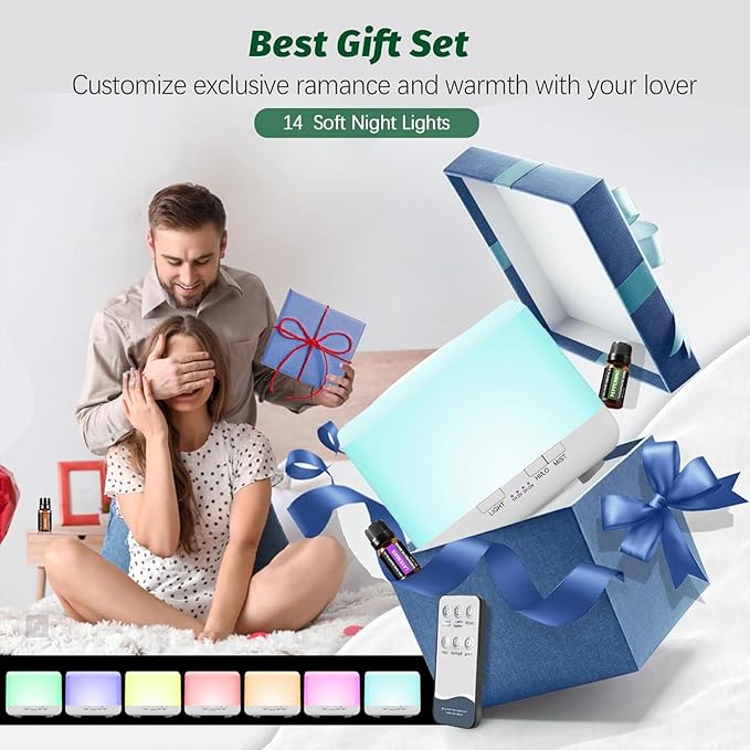 600ml Essential Oil Diffuser White Cute Humidifier with Adjustable Mist Mode,Auto Off,7-Colors Night lignts 3 in 1 Portable Aroma Diffuser for Bedroom/Office/Home（YK）