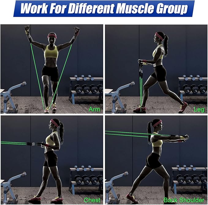 Resistance Bands Set, Himaly Exercise Bands Strength Training Fitness Bands Workout Elastic Bands with Legs Ankle Straps, Door Anchor, Handles & Carry Bag for Home Outdoor Workouts-FlexoryFit