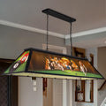 Wellmet Tiffany Pool Table Light, Dogs Playing Billiards Lights for 7' 8' 9' Pool Table, 5 Lights Billiard Fixture Hanging Pendant Lamp for Snooker Table, Cabin, Game Room, Men's Cave, Dining Room
