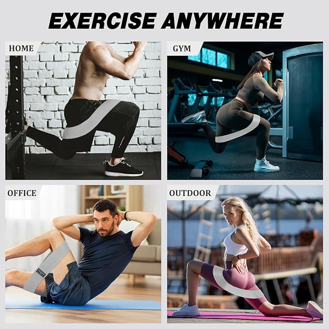 12 Pcs Fabric Resistance Bands for Working Out Booty Workout Stretch Exercise Bands Non Slip for Legs Squat Resistance Loop for Women Men Starter Butt Hip Thigh Fitness-FlexoryFit