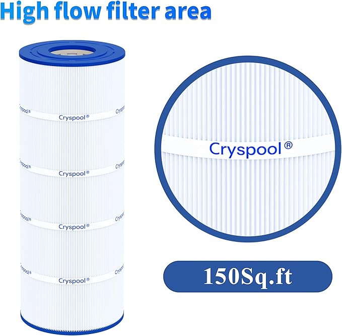 Cryspool® 08056 Filter Compatible with Jandy CS150, X-Stream CC1500, CCX1500RE, Pro Clean 150, PWWCT150, R0462300, PJANCS150, C-8414, FC-1287, 150 Sq. Ft Pool Filter Cartridge, 1 Pack