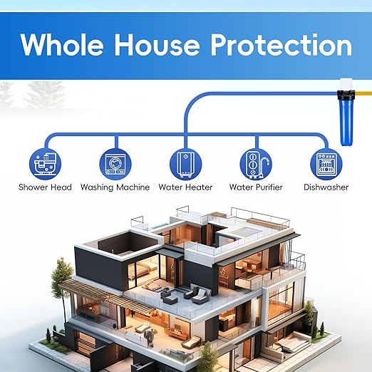 iSpring WGB12B 1-Stage Whole House Water Filtration System w/ 20” x 4.5” Carbon Block Filter - Reduces up to 99% Chlorine